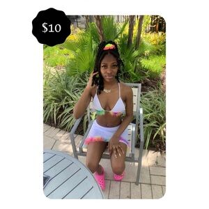 White Bikini/Cover Up Set with Colorful Trim